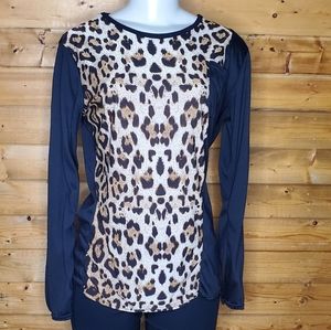 ♥️3/$15 Black and brown leopard cheetah top long sleeve Size M